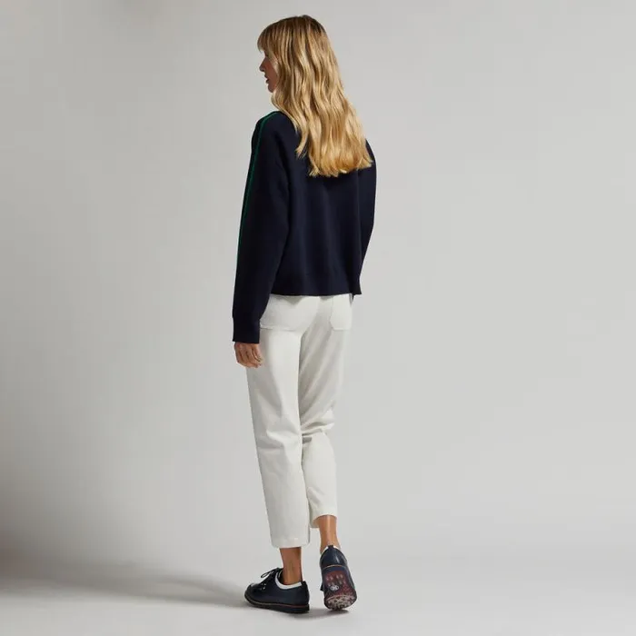 GFORE MERINO WOOL CONTRAST STRIPE QUARTER ZIP SWEATER Twilight Women Sweaters GFORE MERINO WOOL CONTRAST STRIPE QUARTER ZIP SWEATER Twilight Women Sweaters