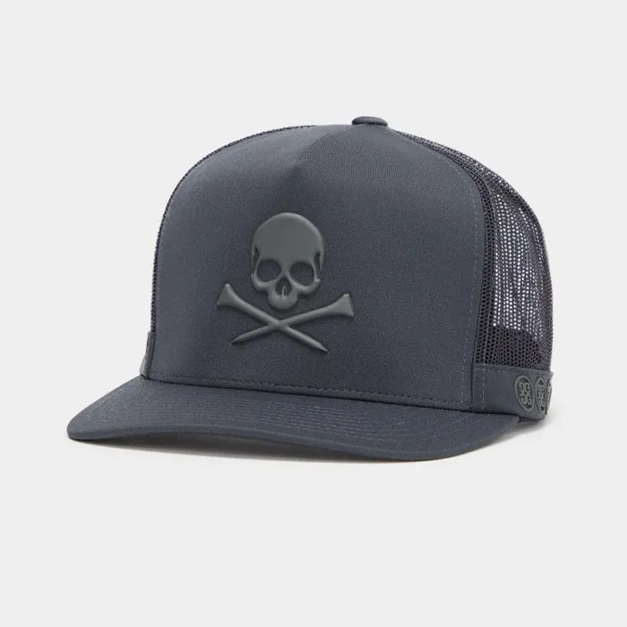 GFORE MONOCHROME SKULL and TEES INTERLOCK KNIT TALL TRUCKER HAT Charcoal Men Hats GFORE MONOCHROME SKULL and TEES INTERLOCK KNIT TALL TRUCKER HAT Charcoal Men Hats