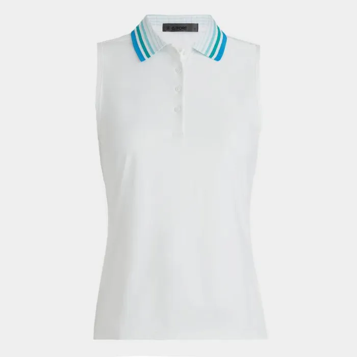 GFORE PLEATED COLLAR SILKY TECH NYLON SLEEVELESS POLO Snow Women Polos and Shirts GFORE PLEATED COLLAR SILKY TECH NYLON SLEEVELESS POLO Snow Women Polos and Shirts