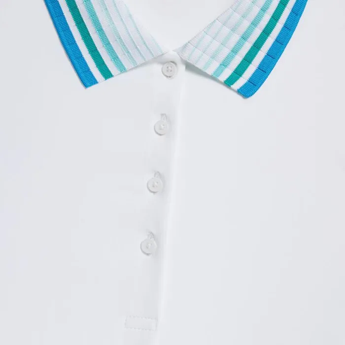 GFORE PLEATED COLLAR SILKY TECH NYLON SLEEVELESS POLO Snow Women Polos and Shirts GFORE PLEATED COLLAR SILKY TECH NYLON SLEEVELESS POLO Snow Women Polos and Shirts
