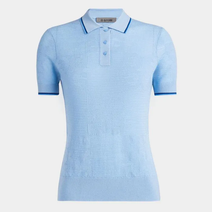 GFORE POINTELLE MERINO WOOL BLEND SHORT SLEEVE SWEATER Baja Women Polos and Shirts GFORE POINTELLE MERINO WOOL BLEND SHORT SLEEVE SWEATER Baja Women Polos and Shirts