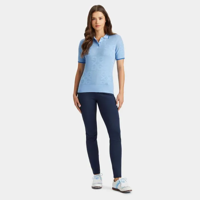 GFORE POINTELLE MERINO WOOL BLEND SHORT SLEEVE SWEATER Baja Women Polos and Shirts GFORE POINTELLE MERINO WOOL BLEND SHORT SLEEVE SWEATER Baja Women Polos and Shirts