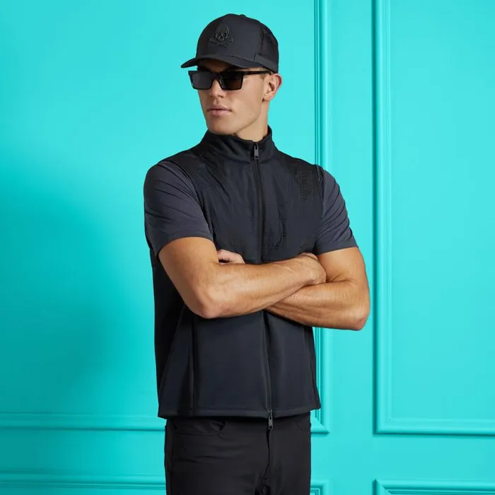 GFORE QUILTED HYBRID STRETCH VEST Onyx Men Outerwear GFORE QUILTED HYBRID STRETCH VEST Onyx Men Outerwear