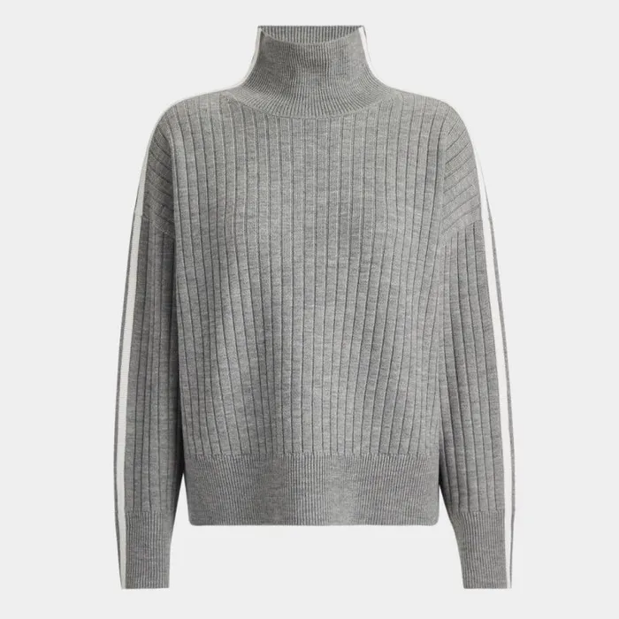 GFORE RIBBED MERINO WOOL BLEND FUNNEL NECK SWEATER Heather Grey Women Ready To Wear GFORE RIBBED MERINO WOOL BLEND FUNNEL NECK SWEATER Heather Grey Women Ready To Wear