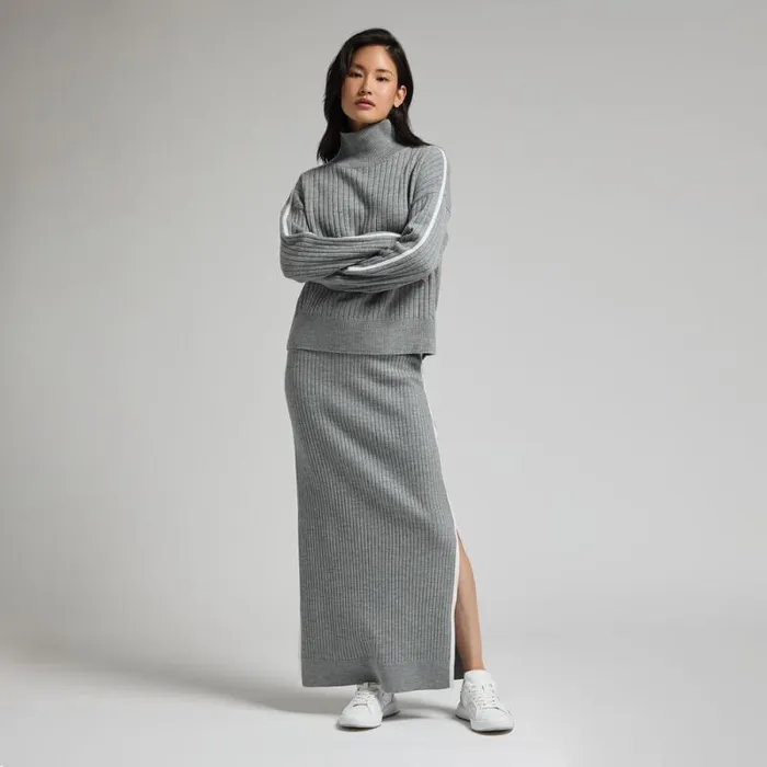 GFORE RIBBED MERINO WOOL BLEND FUNNEL NECK SWEATER Heather Grey Women Ready To Wear GFORE RIBBED MERINO WOOL BLEND FUNNEL NECK SWEATER Heather Grey Women Ready To Wear