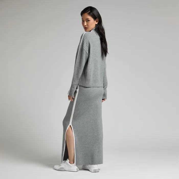 GFORE RIBBED MERINO WOOL BLEND FUNNEL NECK SWEATER Heather Grey Women Ready To Wear GFORE RIBBED MERINO WOOL BLEND FUNNEL NECK SWEATER Heather Grey Women Ready To Wear