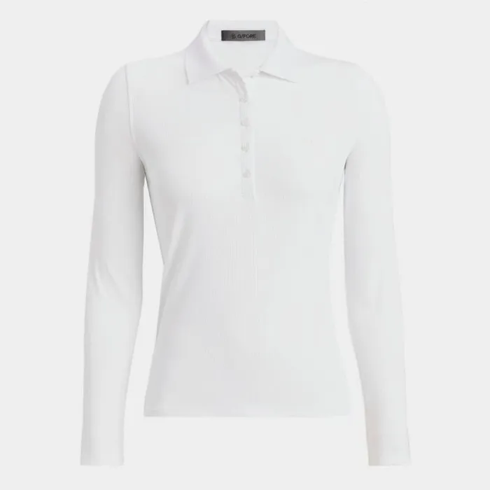 GFORE RIBBED TECH NYLON LONG SLEEVE POLO Snow Women Polos and Shirts