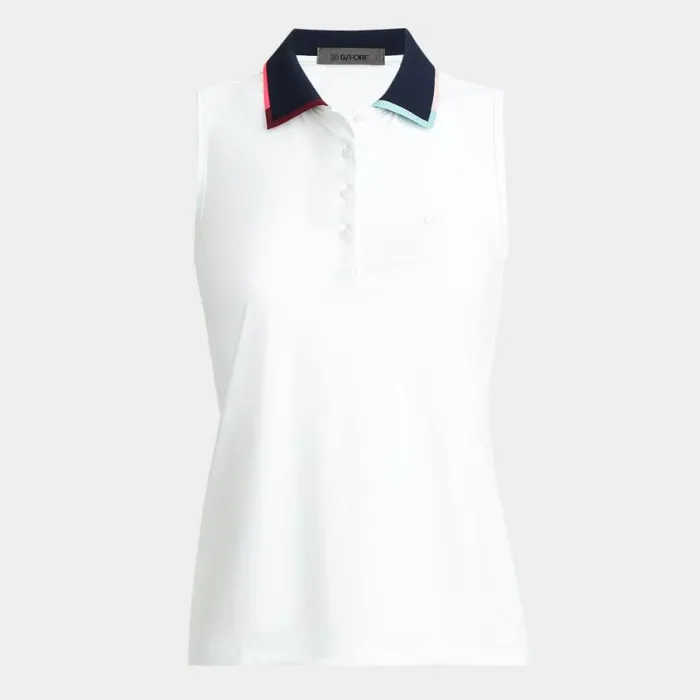 GFORE SILKY TECH NYLON SLEEVELESS POLO Snow Women Polos and Shirts