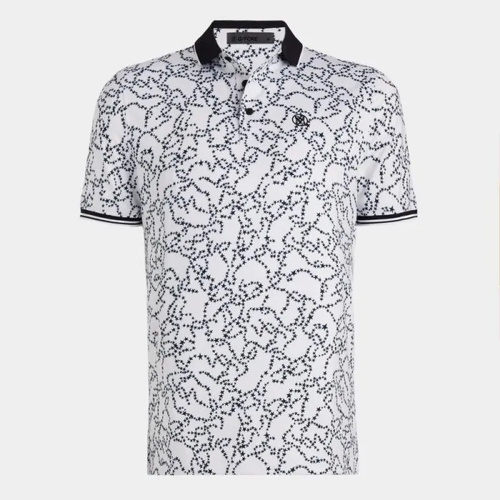 GFORE STAR DUST TECH JERSEY MODERN SPREAD COLLAR BANDED SLEEVE POLO Snow Men Polos GFORE STAR DUST TECH JERSEY MODERN SPREAD COLLAR BANDED SLEEVE POLO Snow Men Polos