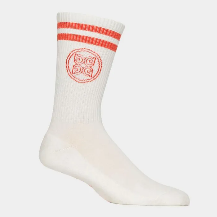 GFORE STRIPED FORE PLAY CREW SOCKS Shocking Orange Women Socks