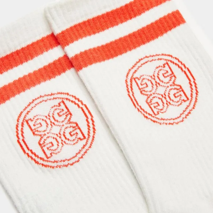 GFORE STRIPED FORE PLAY CREW SOCKS Shocking Orange Women Socks GFORE STRIPED FORE PLAY CREW SOCKS Shocking Orange Women Socks