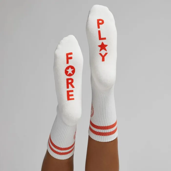 GFORE STRIPED FORE PLAY CREW SOCKS Shocking Orange Women Socks GFORE STRIPED FORE PLAY CREW SOCKS Shocking Orange Women Socks