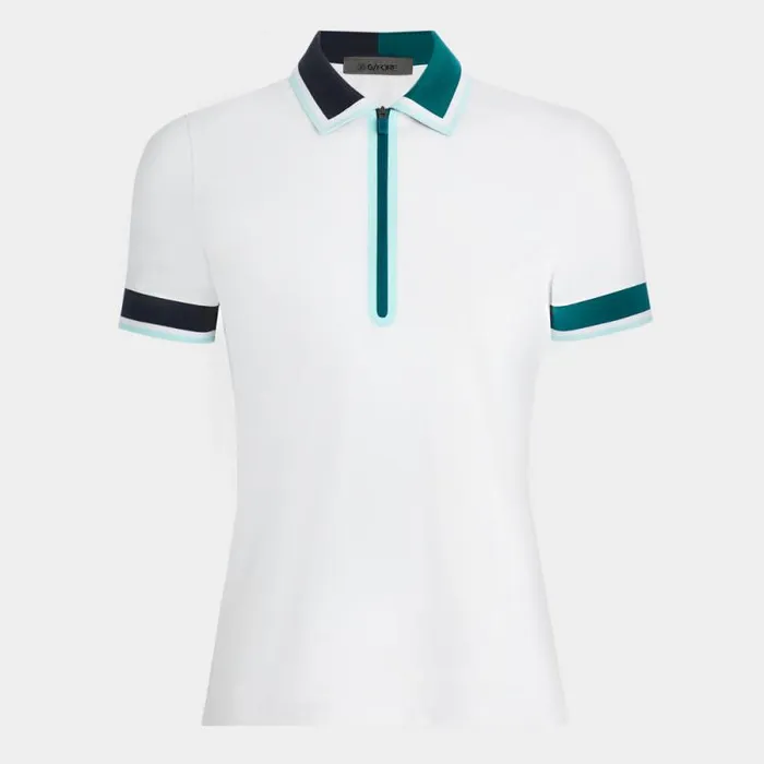GFORE TUX COLLAR TECH PIQU ZIP POLO Snow Women Polos and Shirts