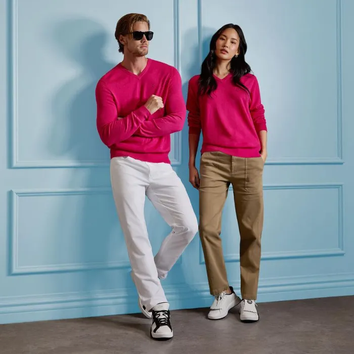 GFORE VERSE V NECK CASHMERE SWEATER Framboise MenWomen Sweaters