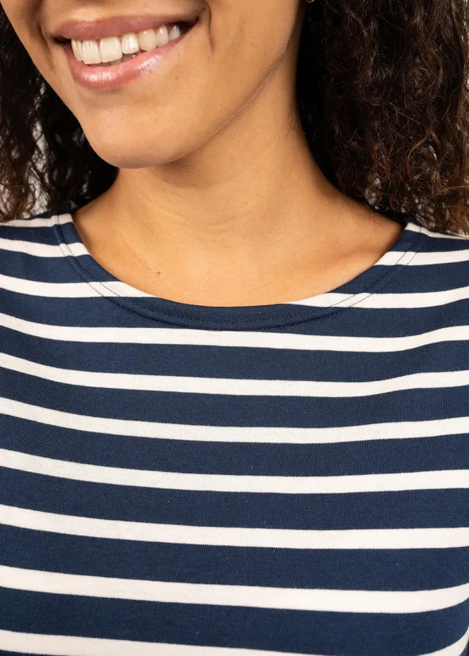Galathee Ii Breton Striped Top With Sleeve Soft Cotton Navyecru Women Saint James Breton Striped Shirts