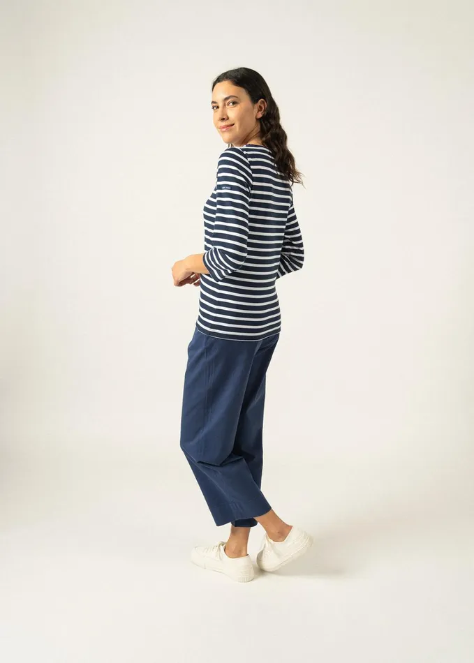 Galathee Ii Breton Striped Top With Sleeve Soft Cotton Navywhite Women Saint James Breton Striped Shirts