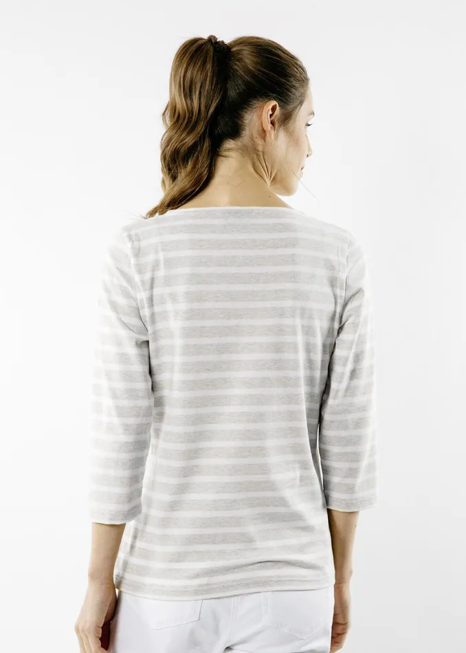 Galathee Ii Breton Striped Top With Sleeve Soft Cotton Oatmealwhite Women Saint James Breton Striped Shirts