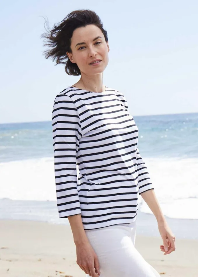 Galathee Ii Breton Striped Top With Sleeve Soft Cotton Whiteblack Women Saint James Breton Striped Shirts Galathee Ii Breton Striped Top With Sleeve Soft Cotton Whiteblack Women Saint James Breton Striped Shirts