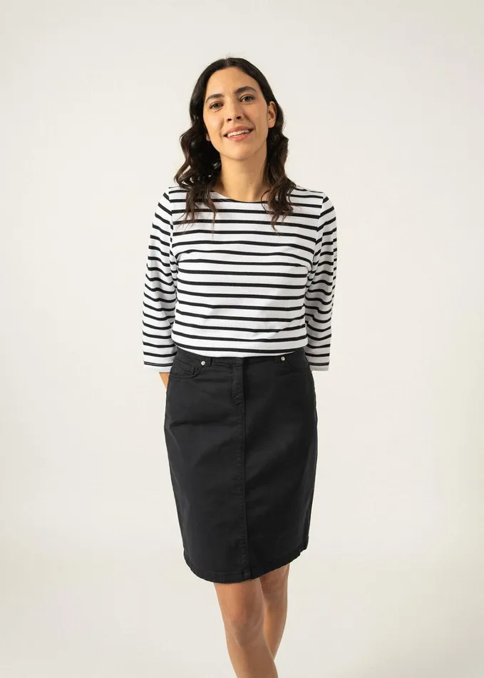 Galathee Ii Breton Striped Top With Sleeve Soft Cotton Whiteblack Women Saint James Breton Striped Shirts