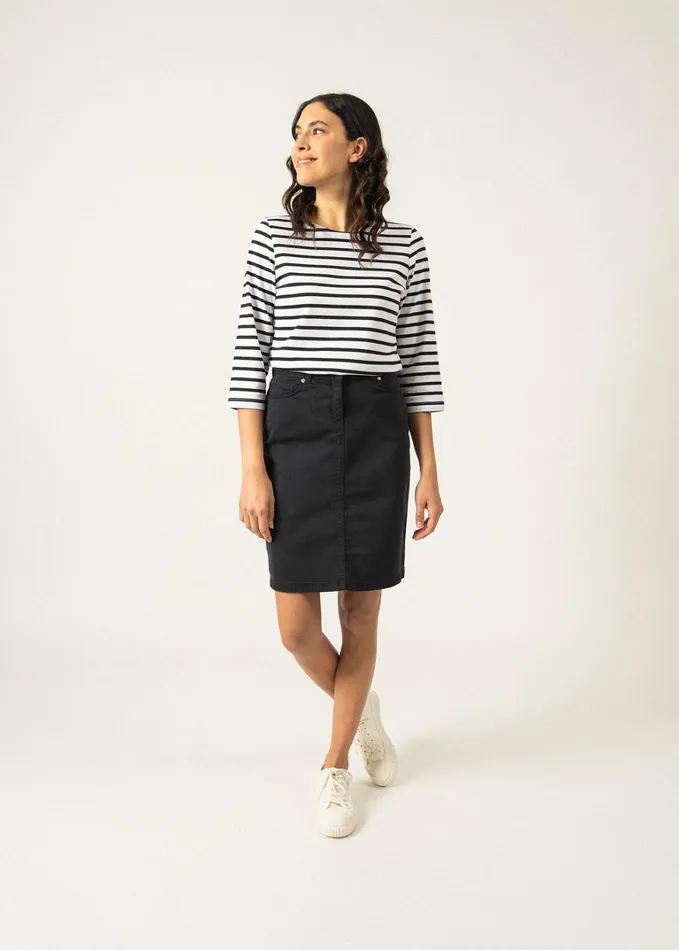 Galathee Ii Breton Striped Top With Sleeve Soft Cotton Whiteblack Women Saint James Breton Striped Shirts