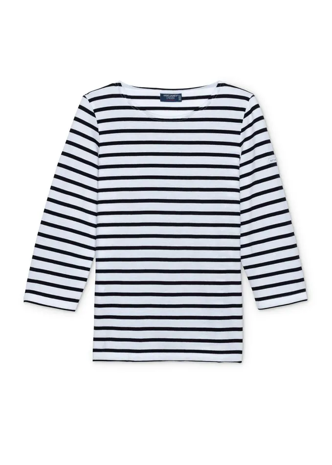 Galathee Ii Breton Striped Top With Sleeve Soft Cotton Whiteblack Women Saint James Breton Striped Shirts