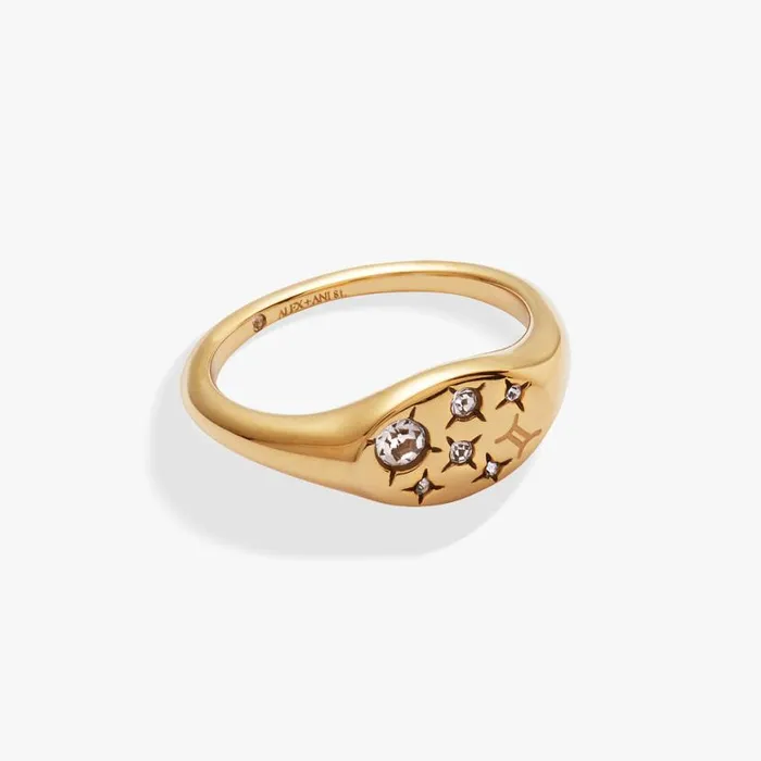Gemini Zodiac Ring Stainless Steel Gold Women Alex And Ani Birthday