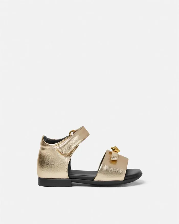 Gianni Ribbon Metallic Baby Sandals Gold Children Versace Shoes