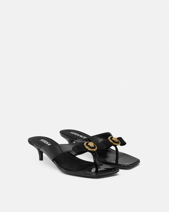 Gianni Ribbon Mules 45 Mm Blackgold Women Versace Sandals