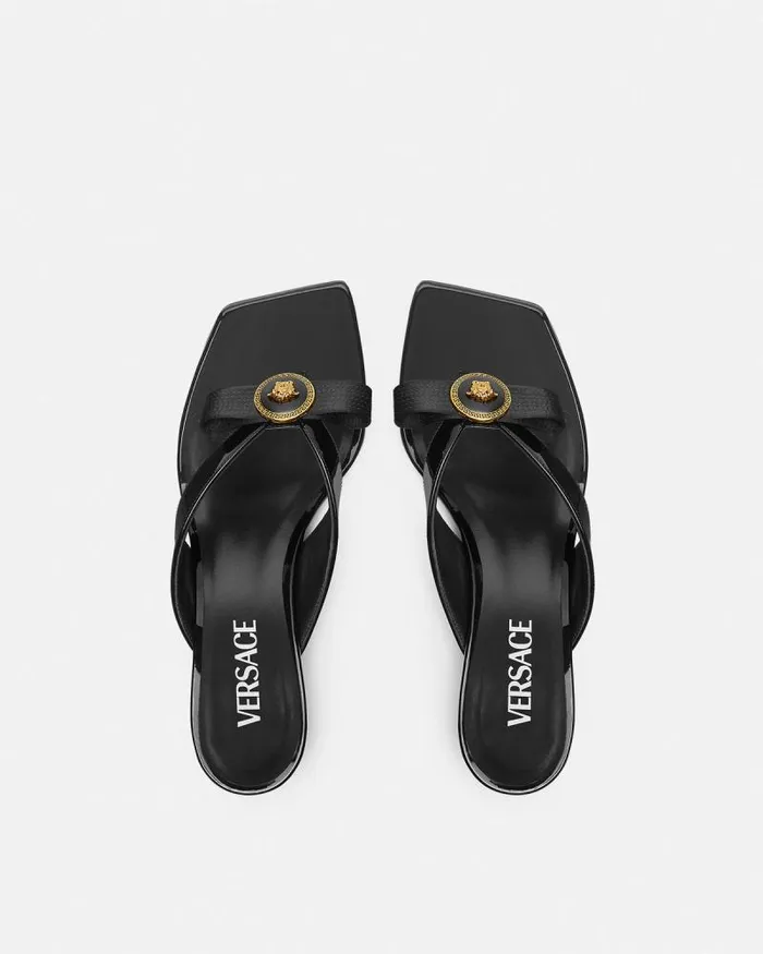 Gianni Ribbon Mules 45 Mm Blackgold Women Versace Sandals