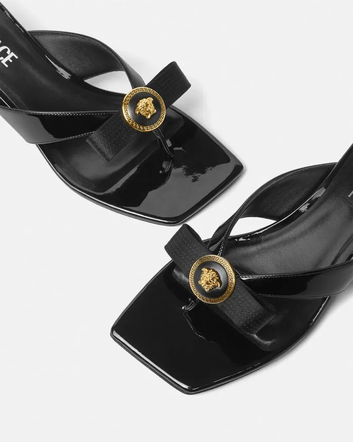 Gianni Ribbon Mules 45 Mm Blackgold Women Versace Sandals