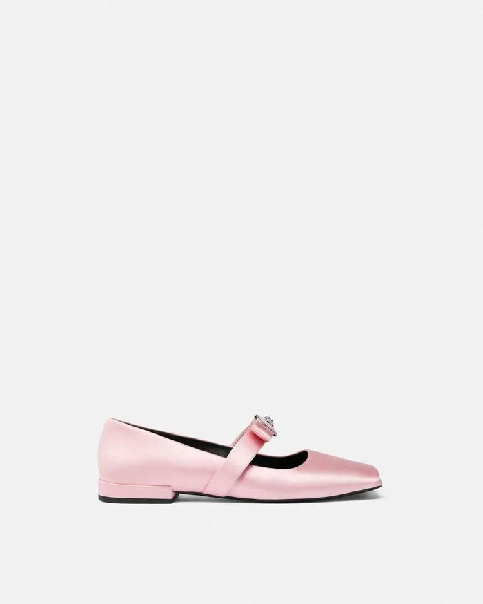Gianni Ribbon Open Satin Ballerinas Light Pink Women Versace Loafers and Flats Gianni Ribbon Open Satin Ballerinas Light Pink Women Versace Loafers and Flats