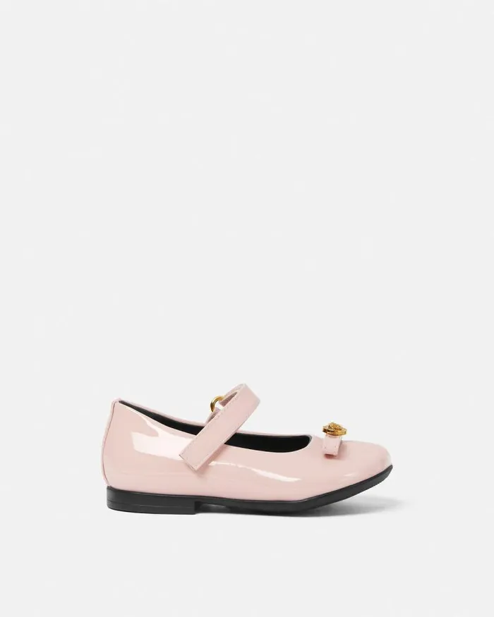 Gianni Ribbon Patent Baby Ballerinas Light Pink Children Versace Shoes