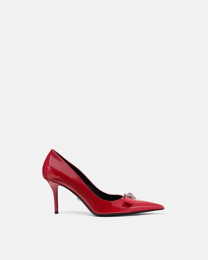 Gianni Ribbon Patent Pumps 85 Mm Red Women Versace Pumps and Slingbacks