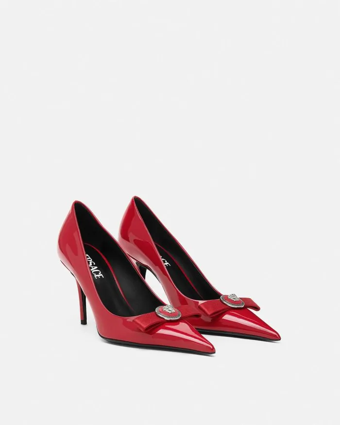 Gianni Ribbon Patent Pumps 85 Mm Red Women Versace Pumps and Slingbacks