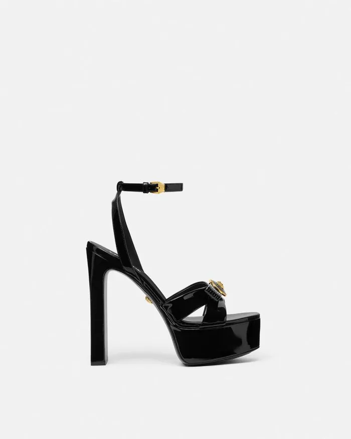 Gianni Ribbon Sandals 140 Mm Blackgold Women Versace Sandals