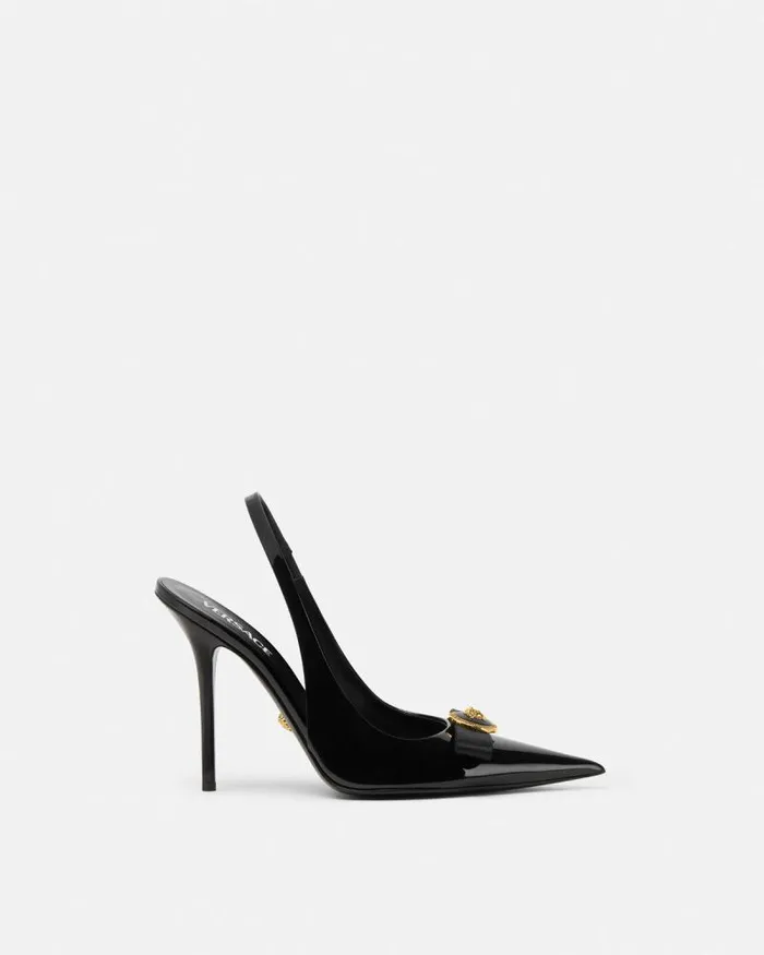Gianni Ribbon Slingback Pumps 110 Mm Blackgold Women Versace Pumps and Slingbacks Gianni Ribbon Slingback Pumps 110 Mm Blackgold Women Versace Pumps and Slingbacks
