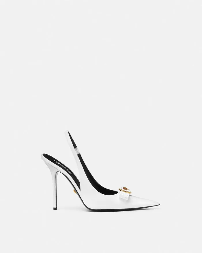 Gianni Ribbon Slingback Pumps 110 Mm White Women Versace Pumps and Slingbacks Gianni Ribbon Slingback Pumps 110 Mm White Women Versace Pumps and Slingbacks