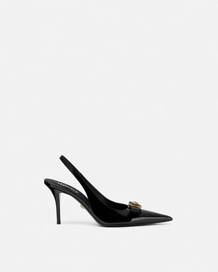 Gianni Ribbon Slingback Pumps 85 Mm Blackgold Women Versace Pumps and Slingbacks Gianni Ribbon Slingback Pumps 85 Mm Blackgold Women Versace Pumps and Slingbacks