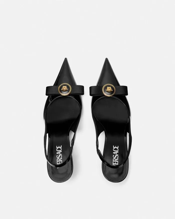 Gianni Ribbon Slingback Pumps 85 Mm Blackgold Women Versace Pumps and Slingbacks