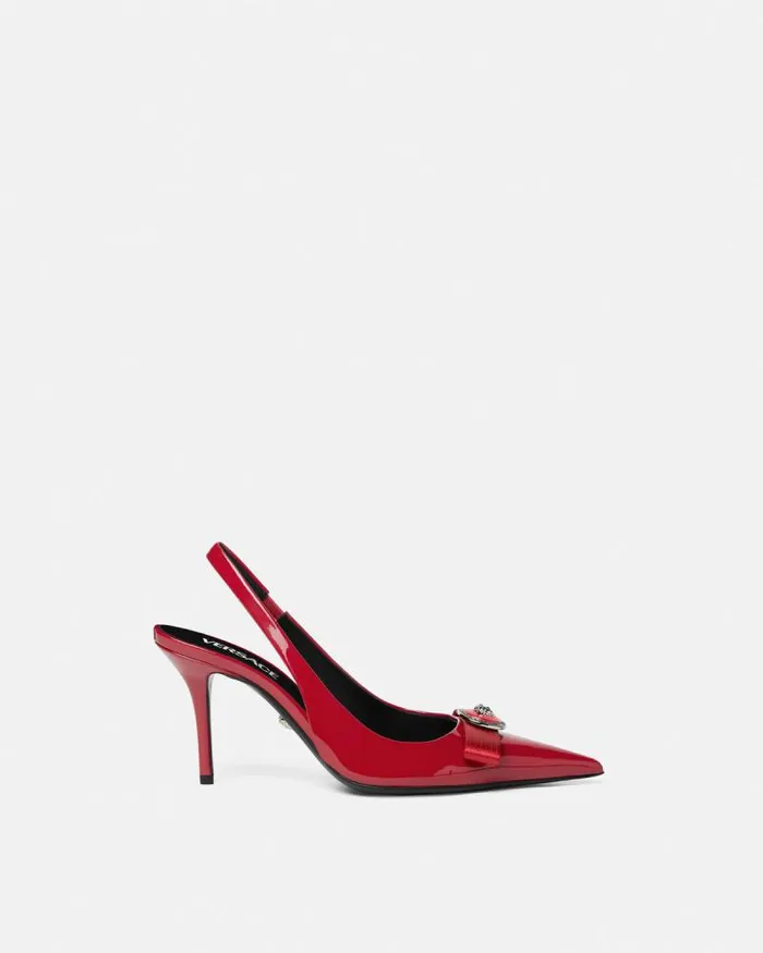 Gianni Ribbon Slingback Pumps 85 Mm Red Women Versace Pumps and Slingbacks