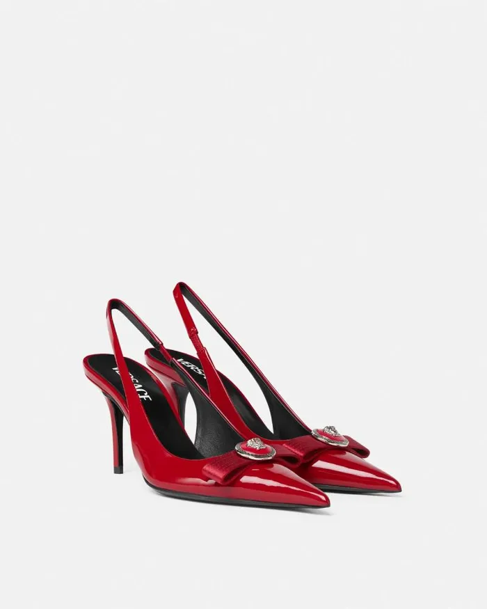 Gianni Ribbon Slingback Pumps 85 Mm Red Women Versace Pumps and Slingbacks