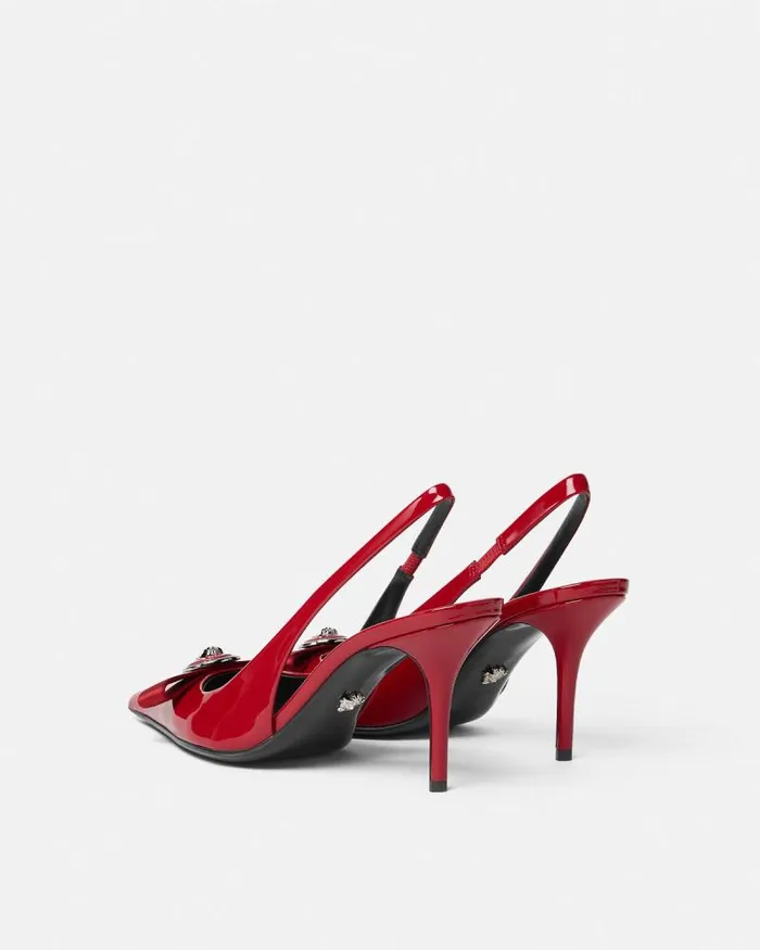 Gianni Ribbon Slingback Pumps 85 Mm Red Women Versace Pumps and Slingbacks