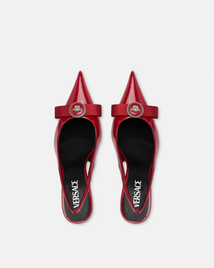Gianni Ribbon Slingback Pumps 85 Mm Red Women Versace Pumps and Slingbacks