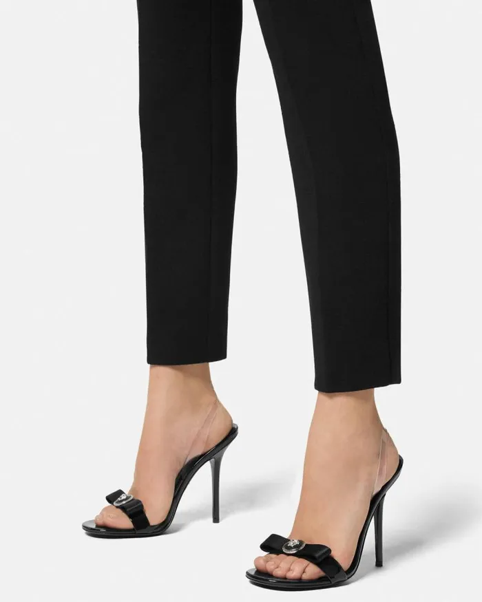 Gianni Ribbon Slingback Sandals 110 Mm Blacksilver Women Versace Sandals