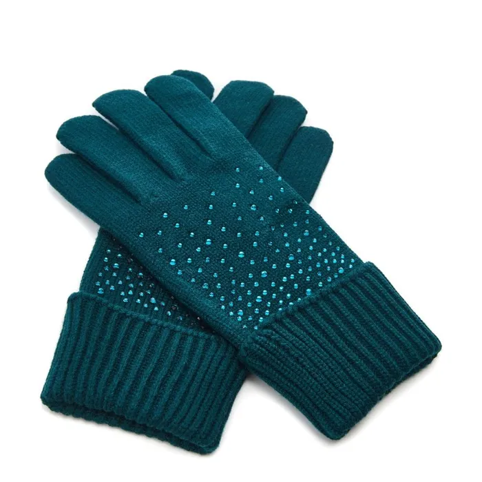 Gloves Women Moda In Pelle Praticiogiftset Teal Textile
