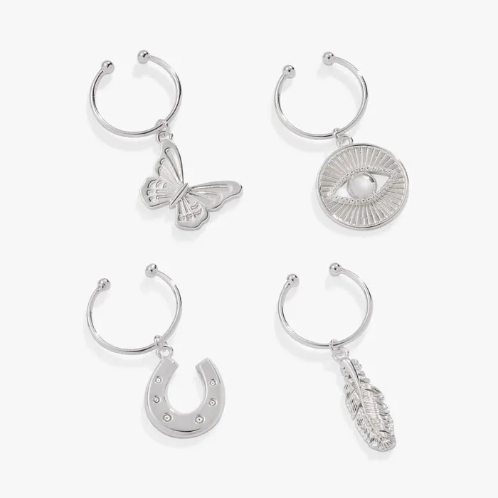 Good Vibes Wine Glass Charm Set Of 4 Silver Women Alex And Ani Jewelry Sets