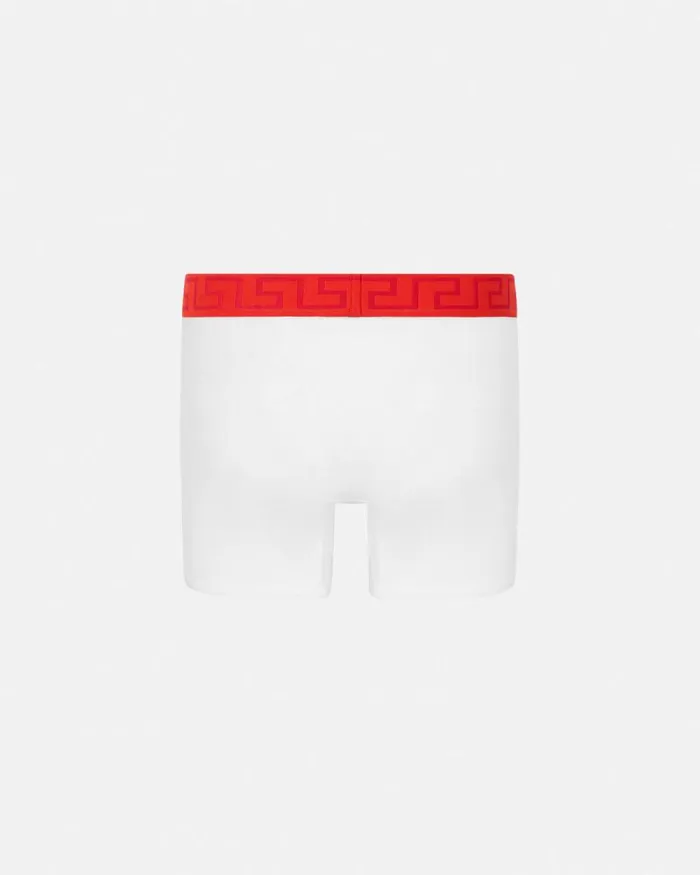 Greca Border Long Trunks Redwhite Men Versace Boxers