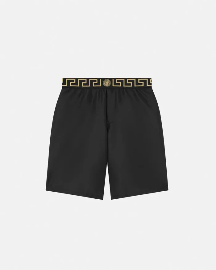 Greca Border Mid Boardshorts Black Men Versace Swimwear