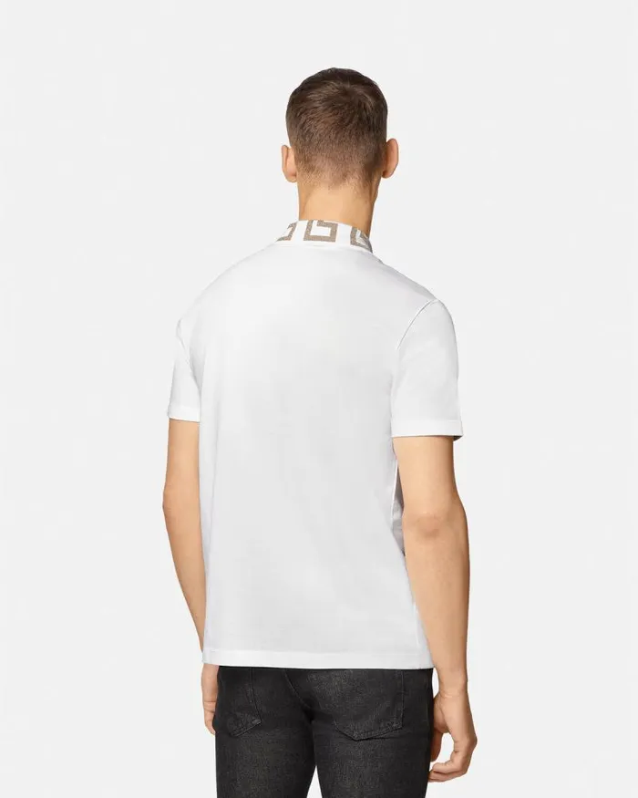 Greca Polo Shirt White Men Versace TShirts and Polos