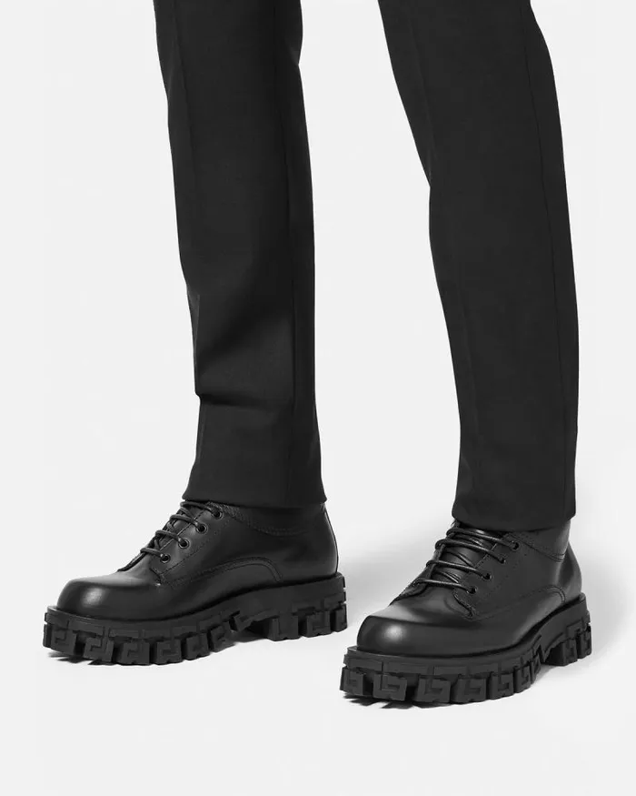 Greca Portico Boots Black Men Versace Boots